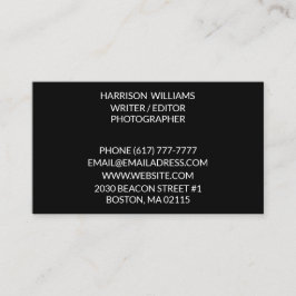 Cartão De Visita Personalizar preto elegante minimalista