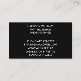 Cartão De Visita Personalizar preto elegante minimalista