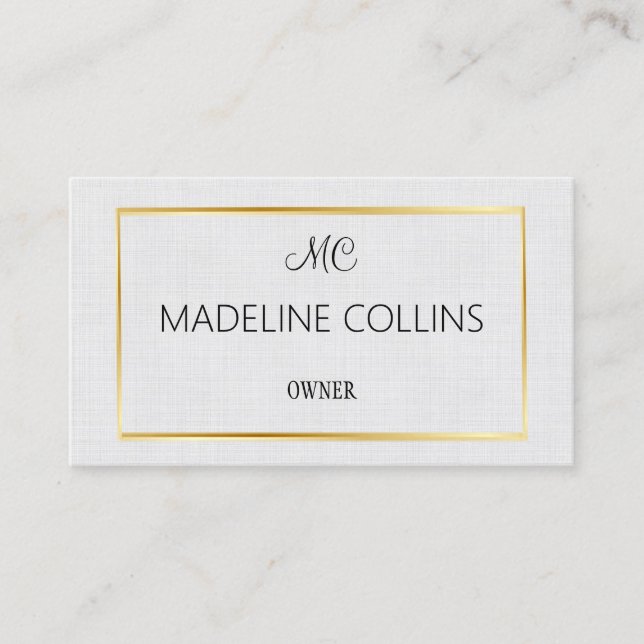 Cartão De Visita Personalizar quadro de ouro de linha de cinza prof (Frente)