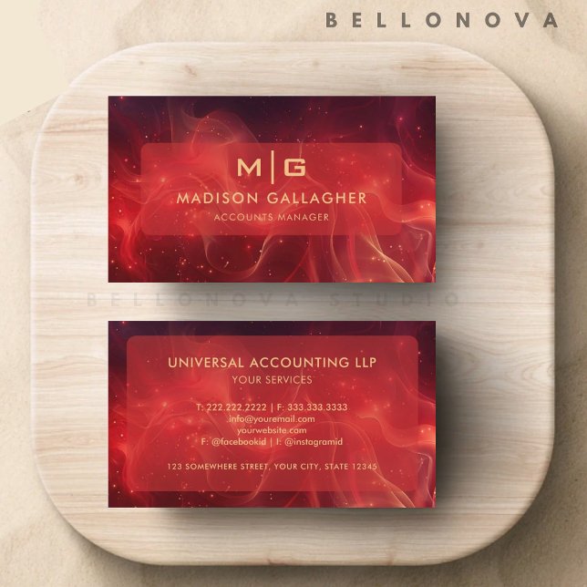 Cartão De Visita Personalizar Red Maroon Space Cosmos Professional (Custom Red Maroon Space Cosmos Professional Business Card)