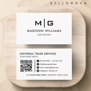 Cartão De Visita Personalizável Branco e Preto Profissional