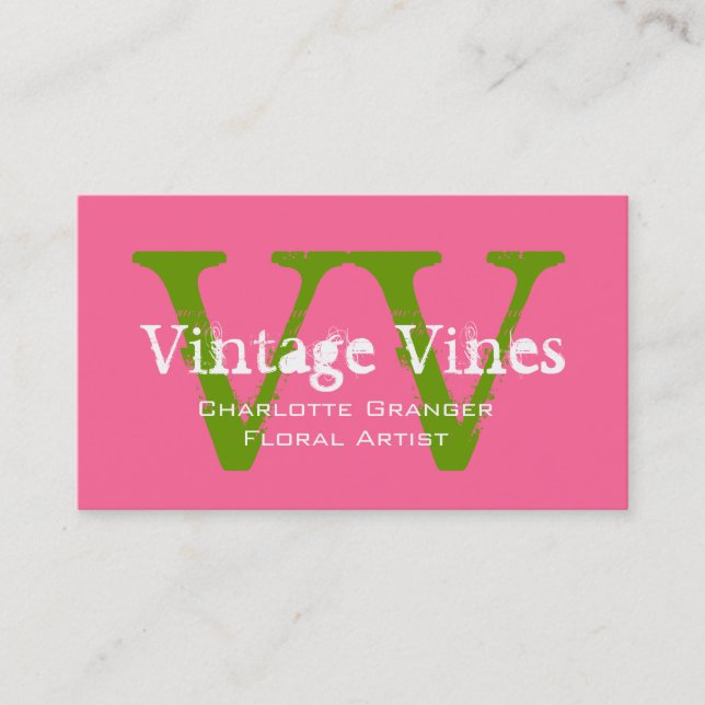 Cartão de visita personalizável cor-de-rosa verde  (Frente)
