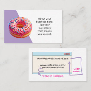Cartão de visita personalizável de loja de donuts