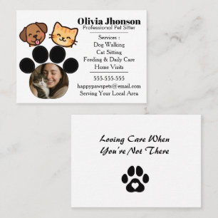 Cartão de Visita Personalizável de Pet Sitter