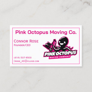 Cartão de visita personalizável de polvo rosa
