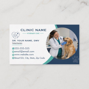 Cartão de Visita Personalizável de Veterinário com