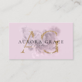 Cartão de Visita Personalizável Dourado e Lilás Mo