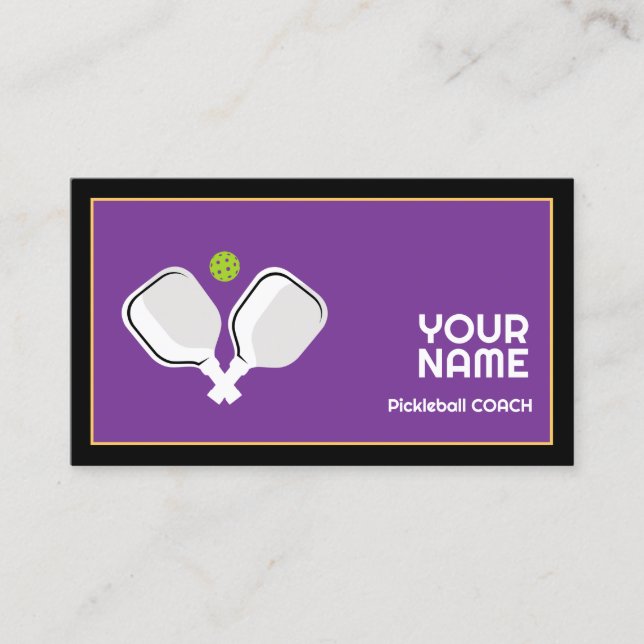 Cartão De Visita Personalizável para treinador de picleball (Frente)