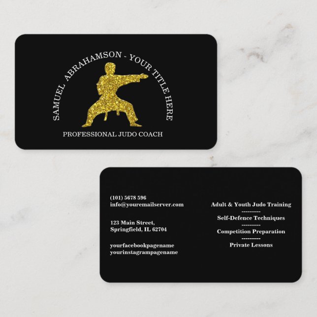 Cartão De Visita Personalize Instrutor de Karate Chute de Kickboxin (Frente/Verso)