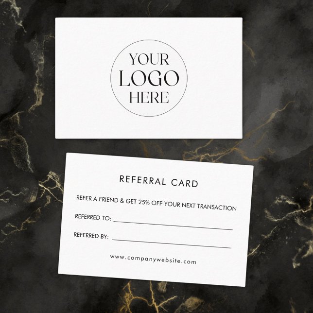 Cartão De Visita Personalized Business Logo Simple Referral Card (Front and Back)
