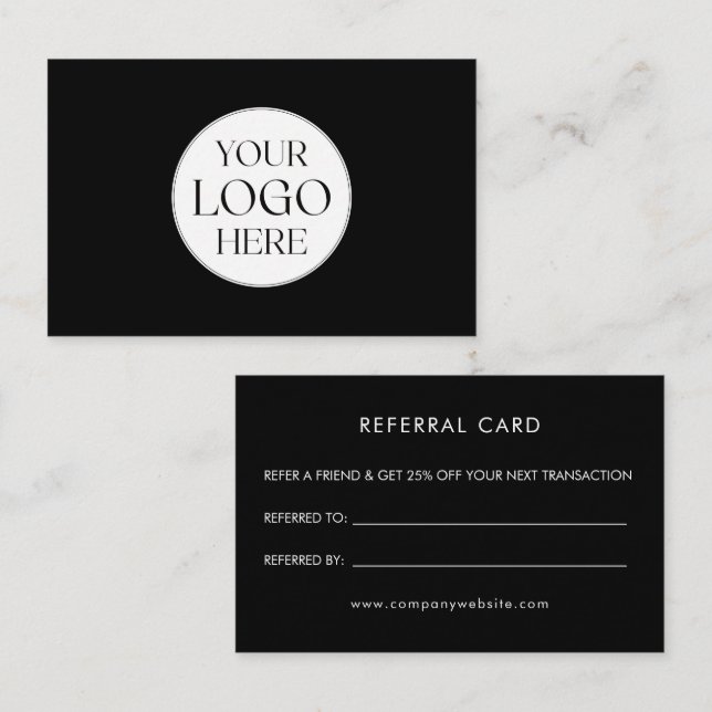 Cartão De Visita Personalized Business Logo Simple Referral Card (Frente/Verso)