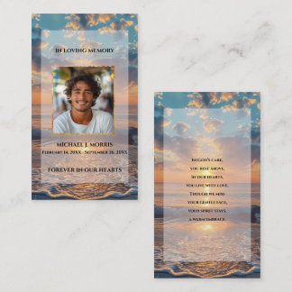 Cartão De Visita Personalized Funeral Prayer Card – Sunset Design