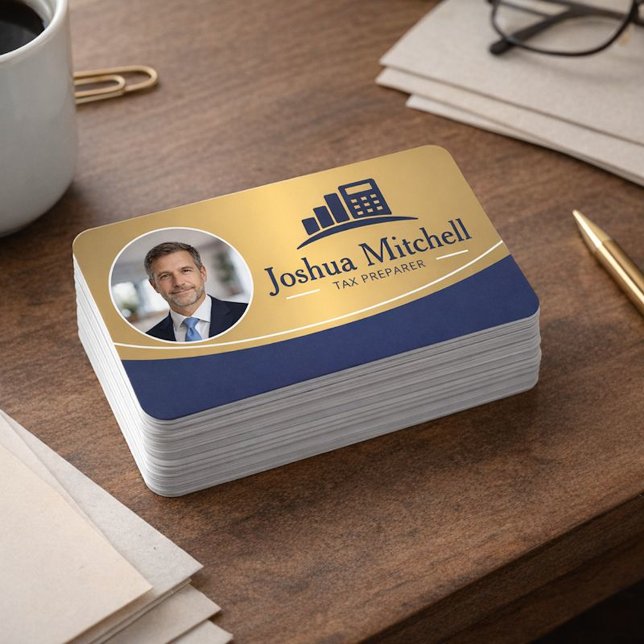 Cartão De Visita Personalized Photo Tax Preparer Professional (Criador carregado)