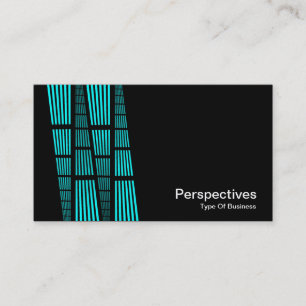 Cartão De Visita Perspectiva v2 - Ciano e Branco em Preto