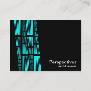 Cartão De Visita Perspectiva v2 - Ciano e Branco em Preto