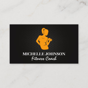 Cartão De Visita Peso da Mulher Curling   Carbono metálico