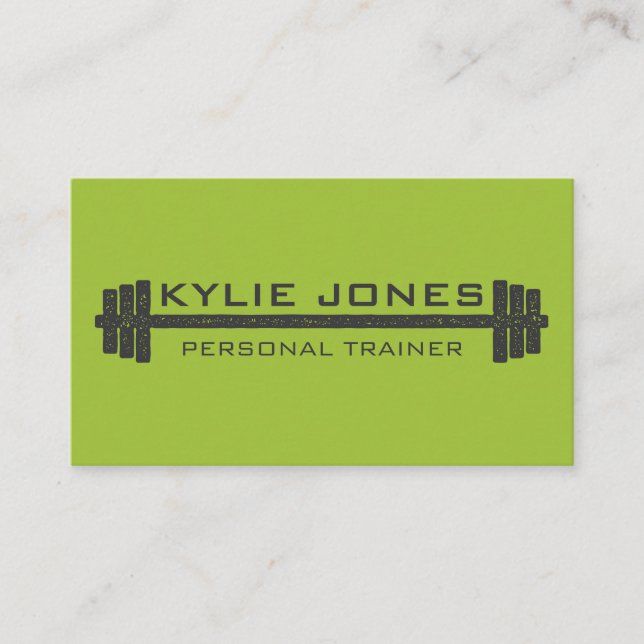 Cartão De Visita Peso pessoal do barbell da malhação do instrutor (Frente)