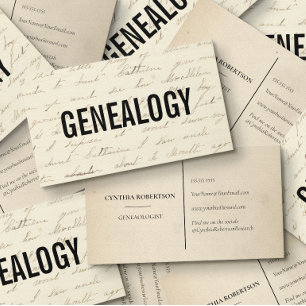 Cartão De Visita Pesquisador Histórico Genealogista Escrita Vintage