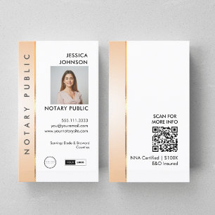 Cartão De Visita Pêssego clássico profissional e QR notarial de fot