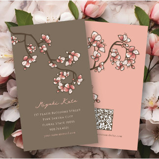 Cartão De Visita Pêssego-rosa-oriental Blossomo Chic Sakura