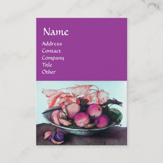 Cartão De Visita Pêssegos, Ameixas e Folhas de FRUTA da SEASON (Frente)