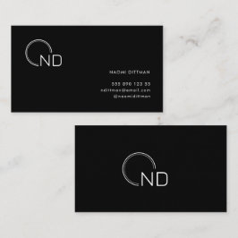 Cartão de visita pessoal minimalista preto monogra