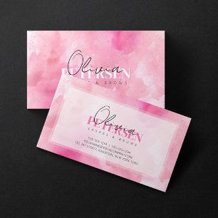 Cartão De Visita Pestanias Cor-de-Rosa Aquarela Tipografia de Rótul
