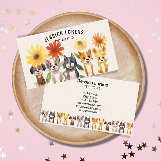 Cartão De Visita Pet Bonito Sentado, Sentado Feliz De Gato, Veterin (Criador carregado)