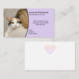 Cartão De Visita Pet Care Foto Personalizada Pastel Purple