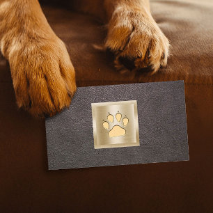 Cartão De Visita Pet Care Pet Sentando Dourada Folha Logotipo