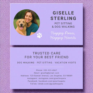 Cartão De Visita Pet Care Professional Photo Paw Personalizado