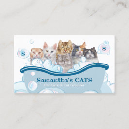 Cartão De Visita Pet Care Spa Salon Sitting Bathtub Groomer Cat