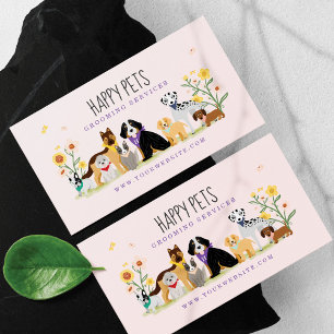 Cartão De Visita Pet Family Feliz Alucinável, Pet Care, Rosa