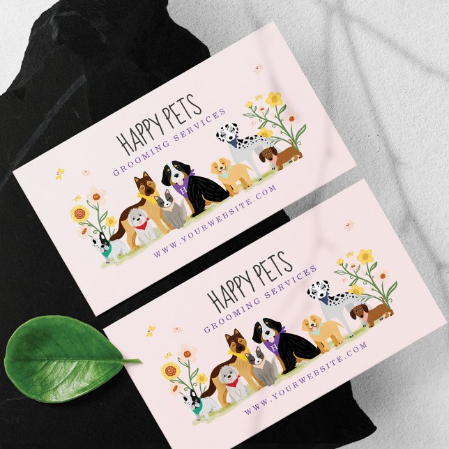 Cartão De Visita Pet Family Feliz Alucinável, Pet Care, Rosa (Criador carregado)