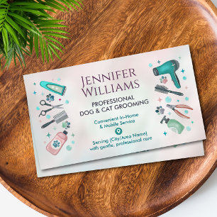 Cartão De Visita Pet Groomer In-Home & Mobile Dog & Cat Grooming