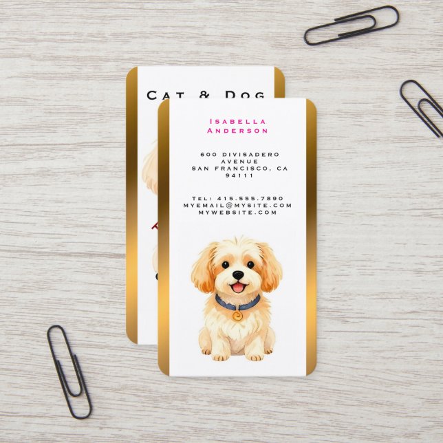 Cartão De Visita Pet Grooming Personalized Luxury Trendy Collection (Frente/Verso In Situ)