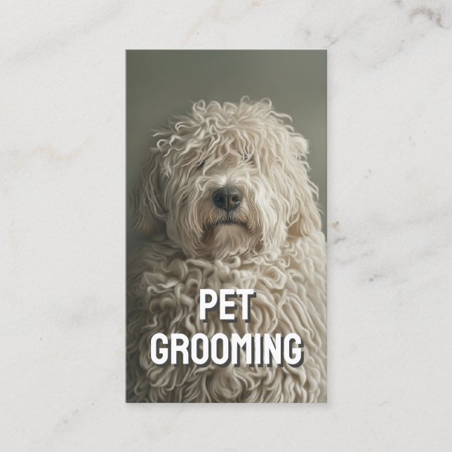 Cartão De Visita Pet Grooming Salon Care Boutique Komondor Retrato (Frente)