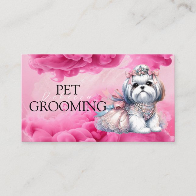 Cartão De Visita Pet Grooming Spa Salon Puppy (Frente)