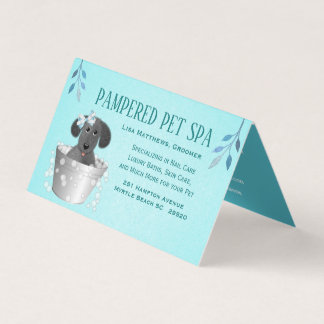 Cartão De Visita Pet In Wash Pail Groomer Dobrado