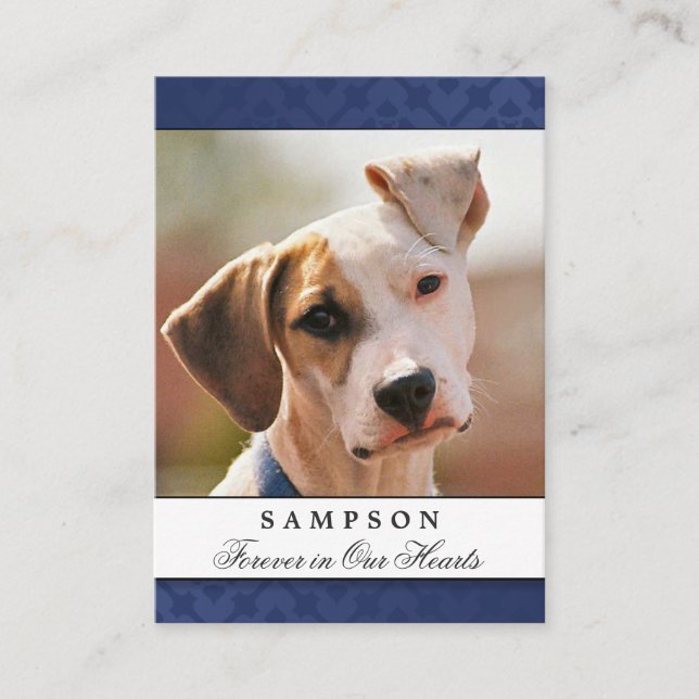 Cartão De Visita Pet Memorial Card Marinho Azul - Poema Contentado (Frente)