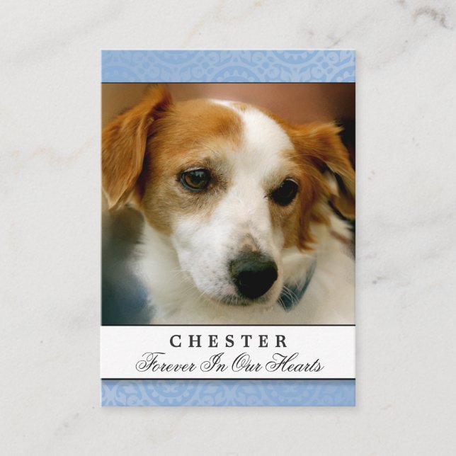 Cartão De Visita Pet Memorial Light Blue Contented Poem (Frente)