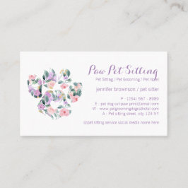 Cartão De Visita Pet Roxo Floral Pet Sitter Grooming Paw