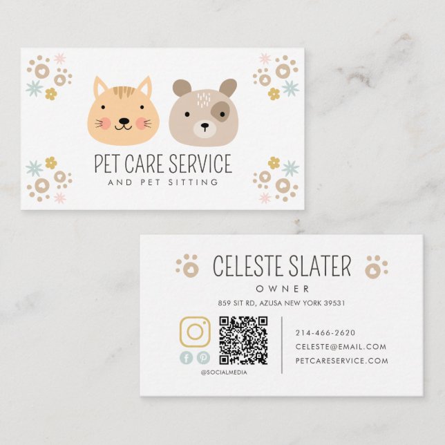 Cartão De Visita Pet Sentado, Clínica Veterinária, Vet, Pet Care, C (Frente/Verso)