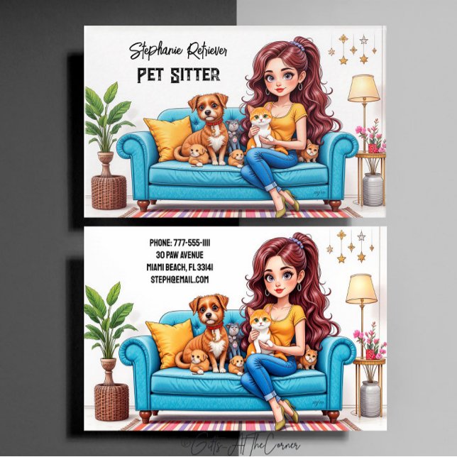 Cartão De Visita Pet Sitter Dog Walker (Criador carregado)