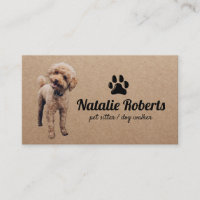 Pet Sitter Dog Walker Cute Poodle Rustic Kraft
