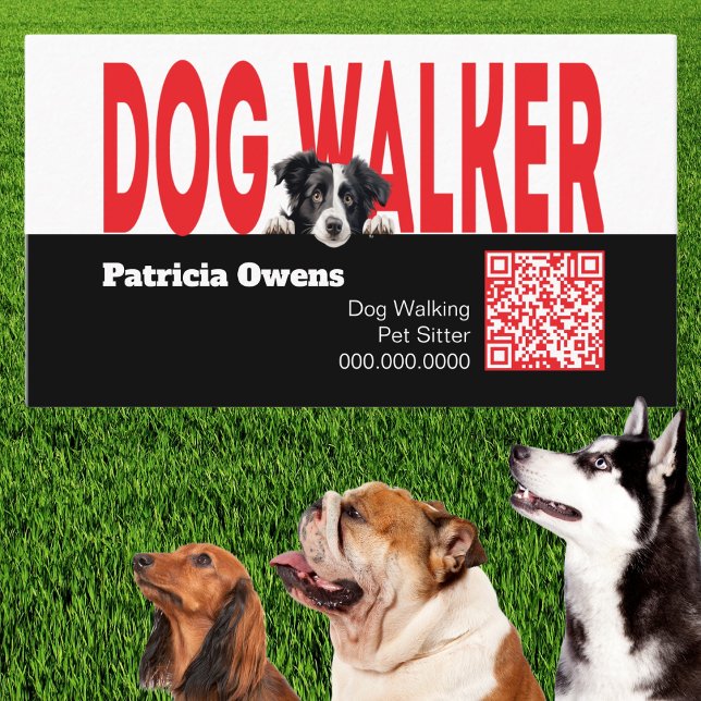 Cartão De Visita Pet Sitter Dog Walker moderno (modern, cute, and adorable dog walking service business card)