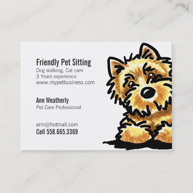 Cartão De Visita Pet Sitting Cairn Terrier Clean Friendly (Frente)