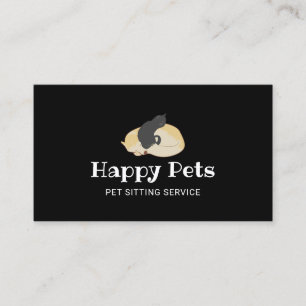 Cartão De Visita Pet Sitting Cubo Cachorro e Logotipo Gato Pet Care