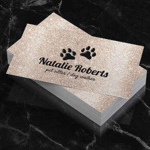 Cartão De Visita Pet Sitting Dog Paws Logotipo Dourado moderno