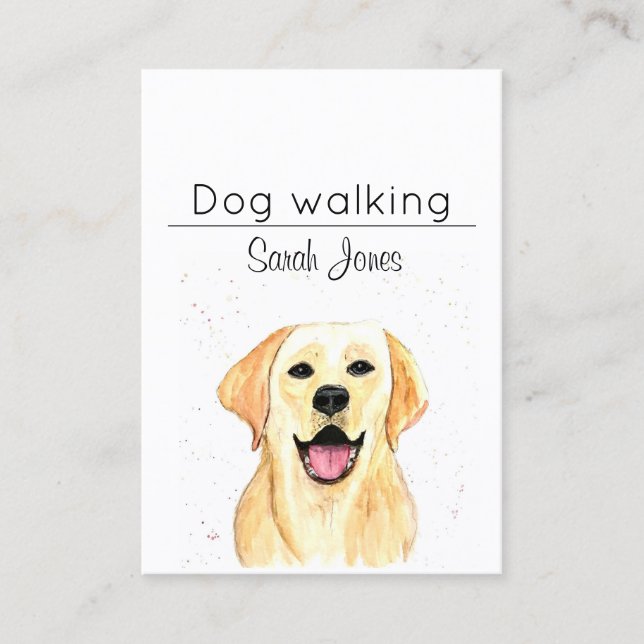 Cartão De Visita Pet Sitting Dog Walking Sitter Watercolor (Frente)